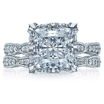 5.25ct Princess Cut Vintage Pave Setting 2pcs Bridal Set