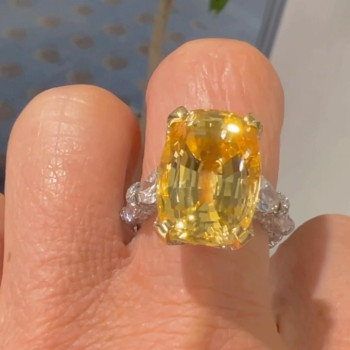 14ct Cushion Cut Yellow Sapphire Engagement Ring