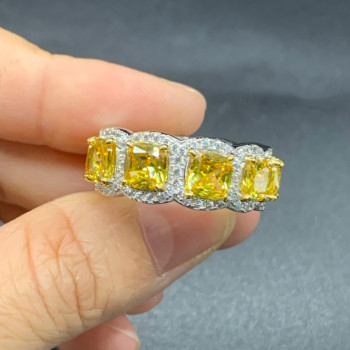 11ctw Cushion Cut Yellow Sapphire Eternity Wedding Band