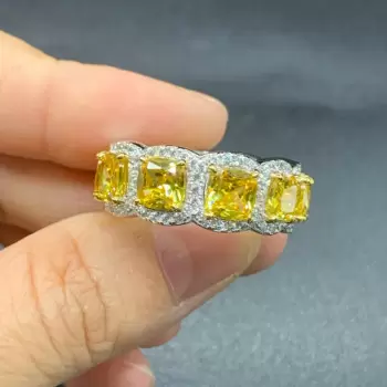 11ctw Cushion Cut Yellow Sapphire Eternity Wedding Band