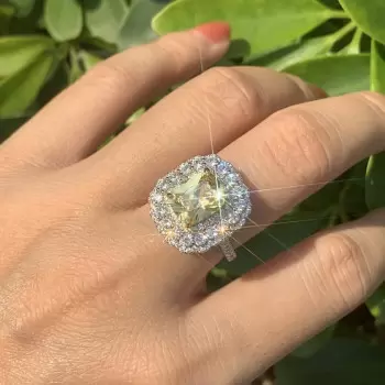 4ct Cushion Cut Yellow Sapphire Halo Cocktail Ring