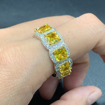 11ctw Cushion Cut Yellow Sapphire Eternity Wedding Band