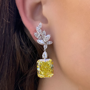 9ctw Radiant Cut Yellow Sapphire Drop Earrings 