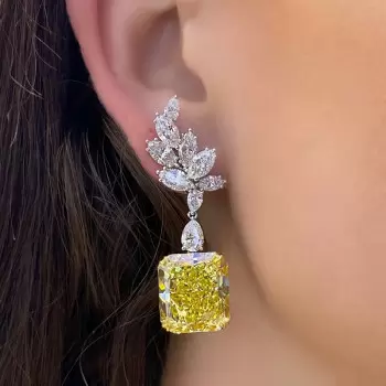 9ctw Radiant Cut Yellow Sapphire Drop Earrings 