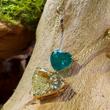 Yellow and Green Sapphire Heart Pendant Necklace