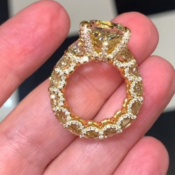 13ctw Radiant Cut Yellow Sapphire Engagement Ring