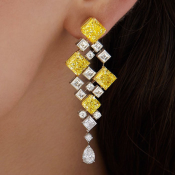 18ctw Princess Cut Yellow Sapphire Statement Drop Earrings
