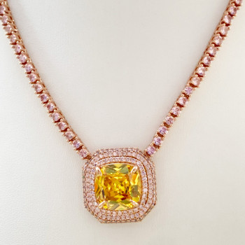 15ct Cushion Cut Yellow Sapphire Statement Necklace