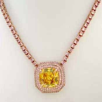 15ct Cushion Cut Yellow Sapphire Statement Necklace