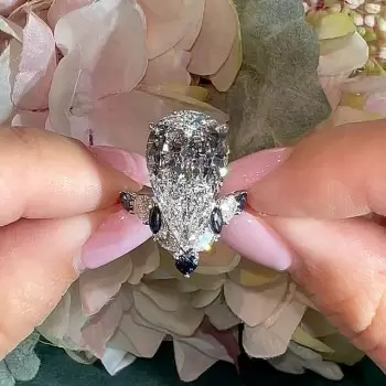 6ct Pear Cut White Sapphire Engagement Ring