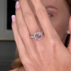 Purplish-pink Sapphire Ring with Square-cut Earrings Studs/2pcs