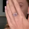 Purplish-pink Sapphire Ring with Square-cut Earrings Studs/2pcs