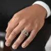 Bazel Set Princess Cut Mechanical Style Men's Ring