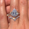 2.5ct Pear Cut White Sapphire Three Stone Wedding Ring Set