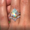 2.5ct Pear Cut White Sapphire Three Stone Wedding Ring Set
