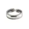 925 Sterling Silver Handmade Edge Twist Adjustable Ring
