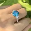 5ct Oval Cut Aquamarine Three Stone Engagement Ring