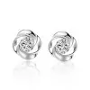 925 Sterling Silver Rose Flower Stud Earrings