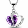 Heart Cut Purple Sapphire Pendant Necklace