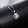 Double Halo Four Leaf Clovers Pendant Necklace