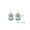 Round Bohemian Style Green Tassel Earrings