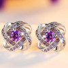 Four-Leaf Amethyst Fashion Stud Earrings