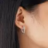 Round Cut White Sapphire Hoop Earrings