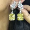 9ctw Radiant Cut Yellow Sapphire Drop Earrings 