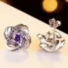 Four-Leaf Amethyst Fashion Stud Earrings