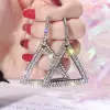 Shiny CZ Geometric Triangle 925 Sterling Silver Earrings
