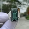 32ct Radiant Cut Green Tourmaline Vintage Cocktail Ring