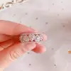 Handmade Pink Heart Sterling Silver Wedding Band Ring