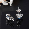Round Cut Blue Sapphire Heart Shape Stud Earrings