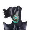 Round Bohemian Style Green Tassel Earrings