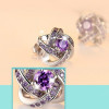 Four-Leaf Amethyst Fashion Stud Earrings