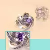 Four-Leaf Amethyst Fashion Stud Earrings