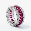 7.8ctw Radiant Cut Fuchsia Sapphire Eternity Band
