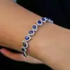 5.71ct Pear Cut Pave Halo Sapphire Bracelet