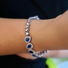 5.71ct Pear Cut Pave Halo Sapphire Bracelet