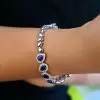 5.71ct Pear Cut Pave Halo Sapphire Bracelet