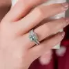 2ct Cushion Cut White Sapphire 3pcs Bridal Set