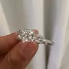 Handmade 1.5 ct Round Cut 925 Sterling Silver Ring Set