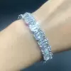 12ctw Emerald and Round Cut White Sapphire Bracelet