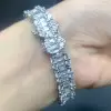 12ctw Emerald and Round Cut White Sapphire Bracelet