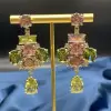 20ctw Multicolor Sapphire Statement Chandelier Earrings
