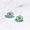Round Bohemian Style Green Tassel Earrings