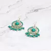 Round Bohemian Style Green Tassel Earrings