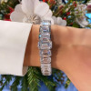 55ctw Emerald Cut White Sapphire Tennis Bracelet