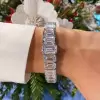 55ctw Emerald Cut White Sapphire Tennis Bracelet