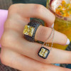 6.5ct Radiant Cut Yellow Sapphire Bold Paved Ring
